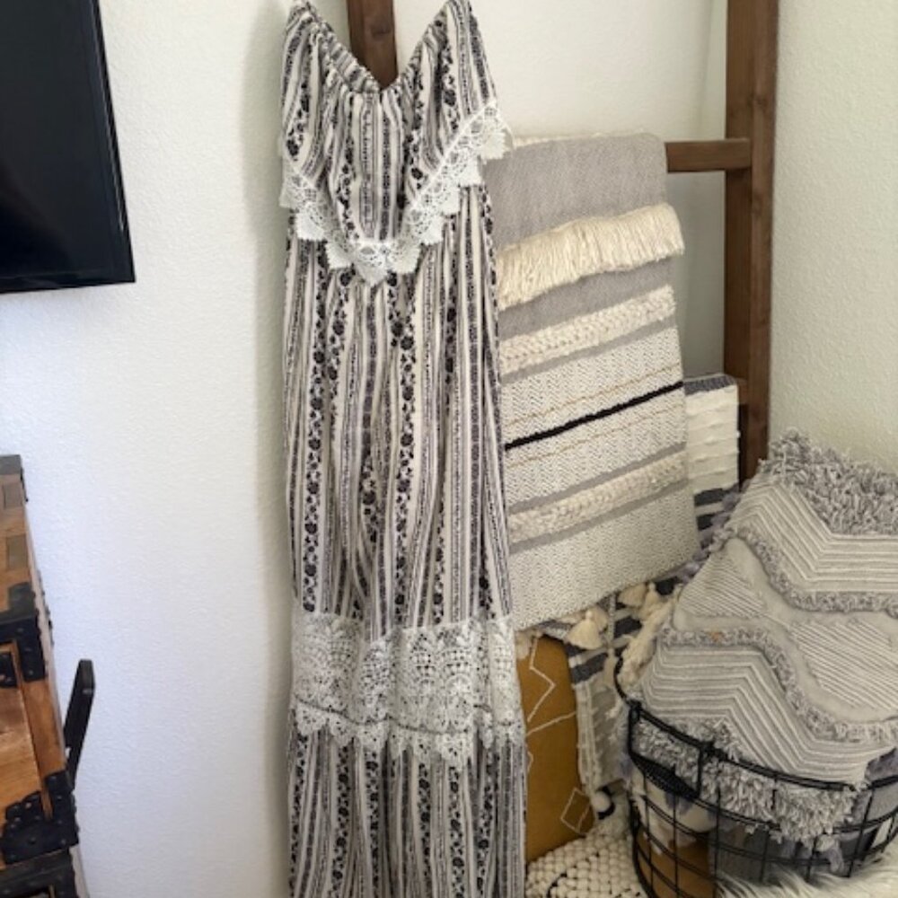 Strapless Lace Boho Maxi Dress